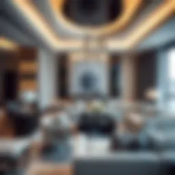 Luxurious living room interior with modern furniture