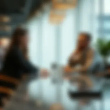 Business meeting discussing salon acquisition