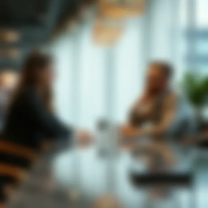 Business meeting discussing salon acquisition