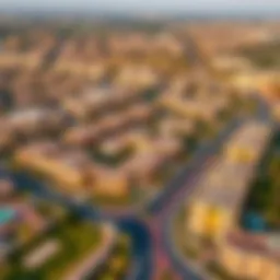Aerial view of Jumeirah Village Circle showcasing residential developments