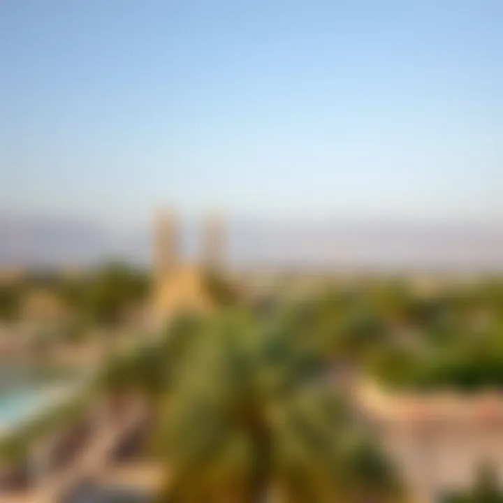 Serene landscape of Al Ain with mountains in the background