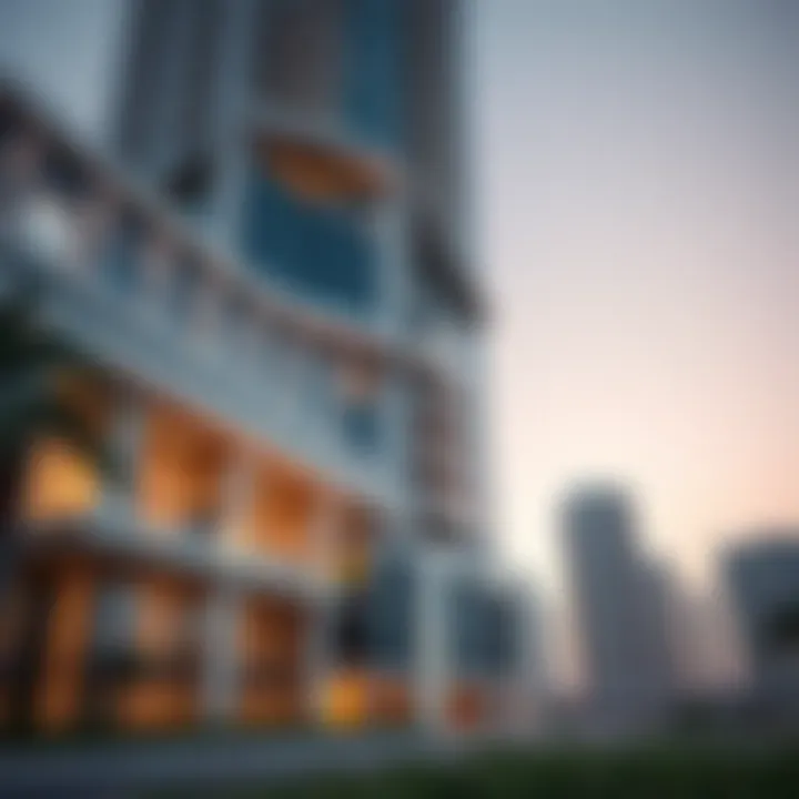 Architectural details of Al Ittihad Tower highlighting its unique design