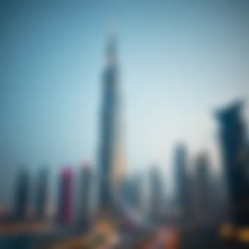 Stunning view of Al Ittihad Tower against the Dubai skyline