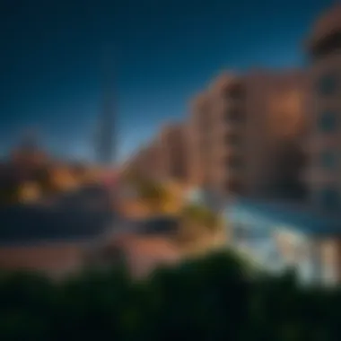 A scenic view of Al Khail Heights highlighting its vibrant community and surrounding amenities.