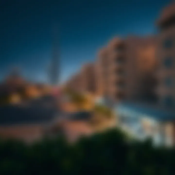 A scenic view of Al Khail Heights highlighting its vibrant community and surrounding amenities.