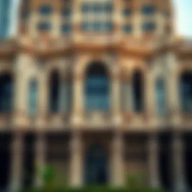 The intricate architectural details of the Al Maktoum Building