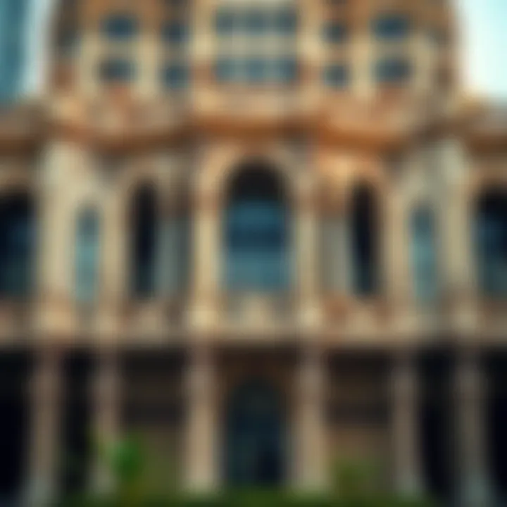 The intricate architectural details of the Al Maktoum Building