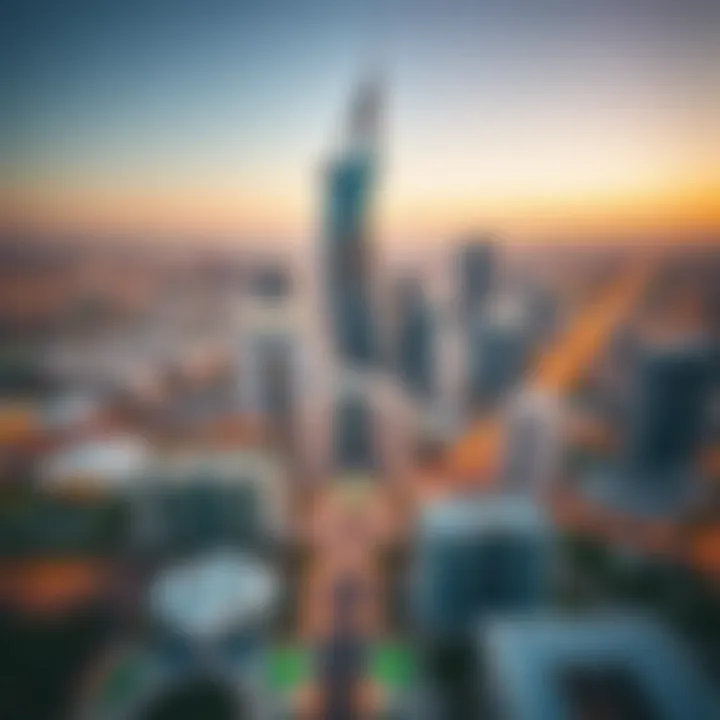 Panoramic View of Tecom Featuring Al Salam Tower Panoramic view of Tecom area with Al Salam Tower