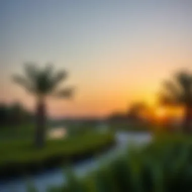 Sunset over Al Twar Park highlighting its tranquil ambiance