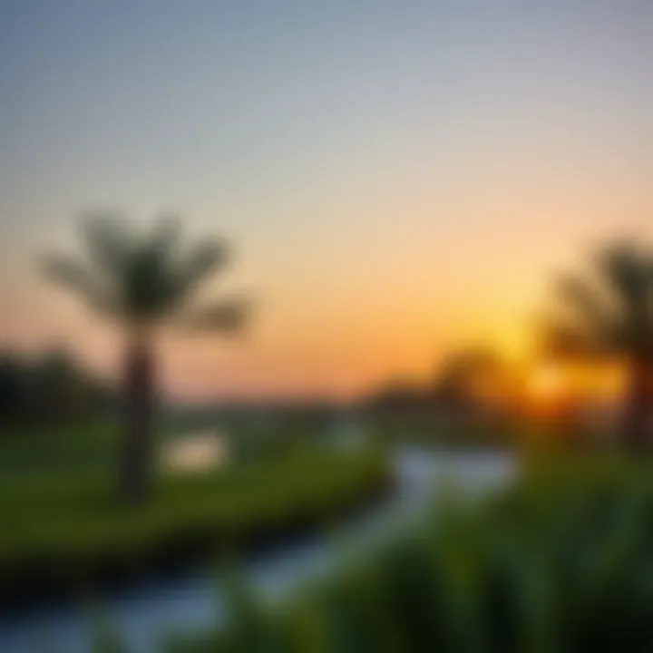 Sunset over Al Twar Park highlighting its tranquil ambiance
