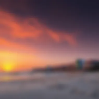 Sunset over Al Zawra Beach creating a picturesque skyline