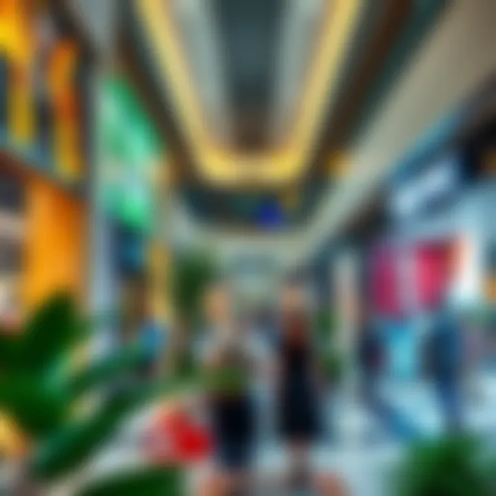 Vibrant shopping area within Aljimi Mall featuring diverse retail stores