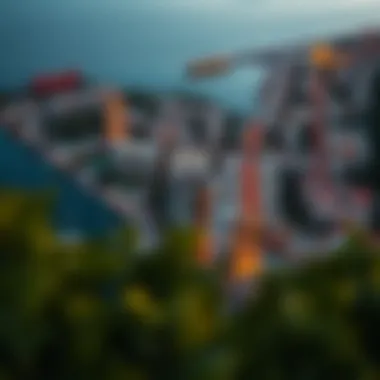 Aerial view of a vibrant coastal city with waterfront developments