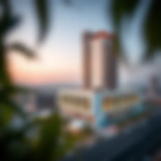 Aerial View of Awqaf Building Aerial view of the Awqaf Building showcasing its unique architecture