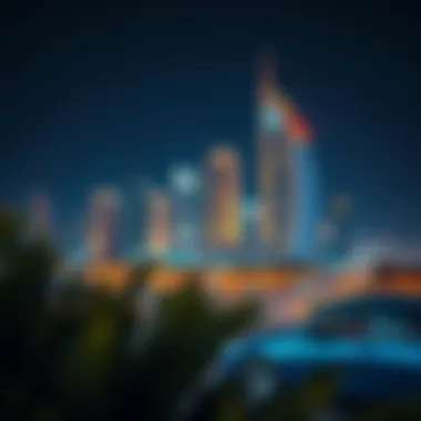 Nighttime Illumination of Binghatti West Night view of Binghatti West illuminated against the skyline