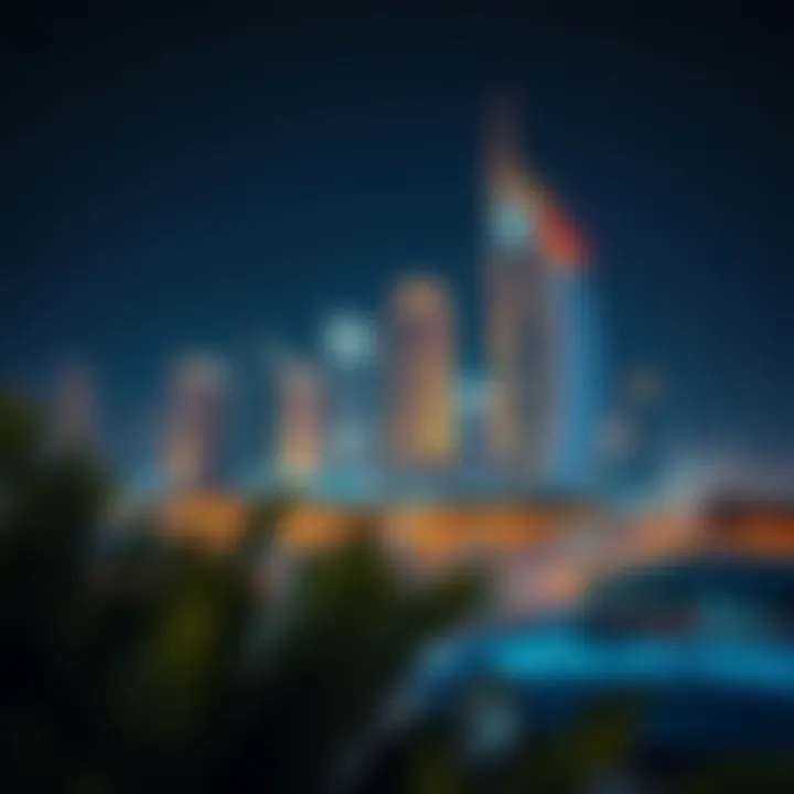 Nighttime Illumination of Binghatti West Night view of Binghatti West illuminated against the skyline