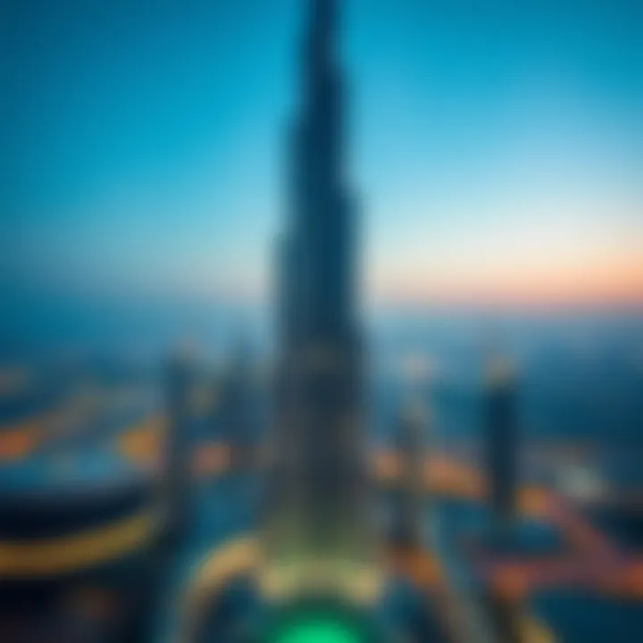 Aerial view of Burj Khalifa highlighting its architectural grandeur