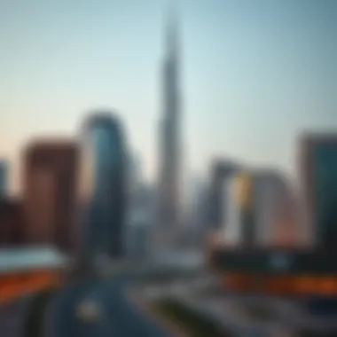 Visual representation of Burj Khalifa with surrounding developments in Dubai