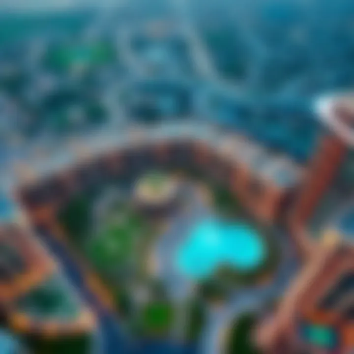 Aerial View of Central Park Plaza Dubai Aerial view of Central Park Plaza Dubai showcasing its lush green spaces