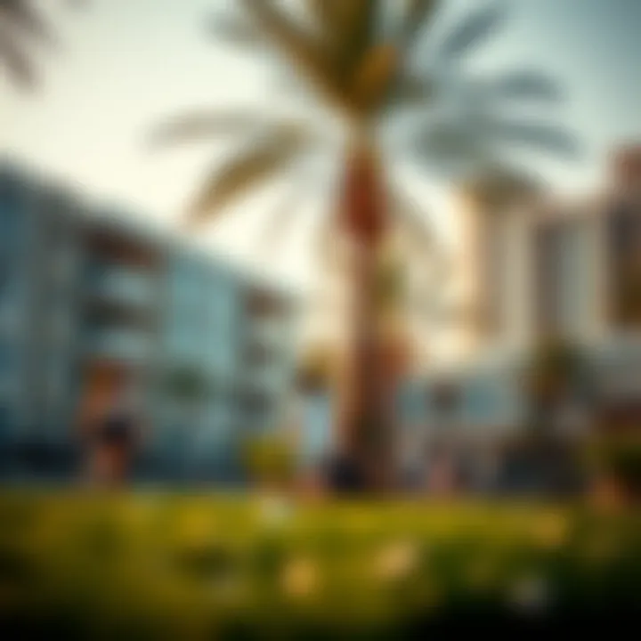 Recreational Area in Central Park Plaza Dubai Recreational area with families enjoying leisure time in Central Park Plaza