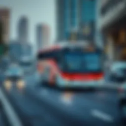 Public transport bus on a busy Dubai road