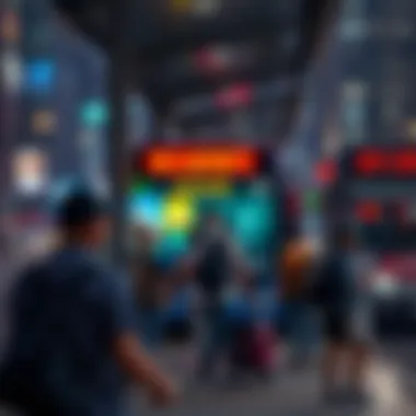 Commuters waiting for a bus in Dubai