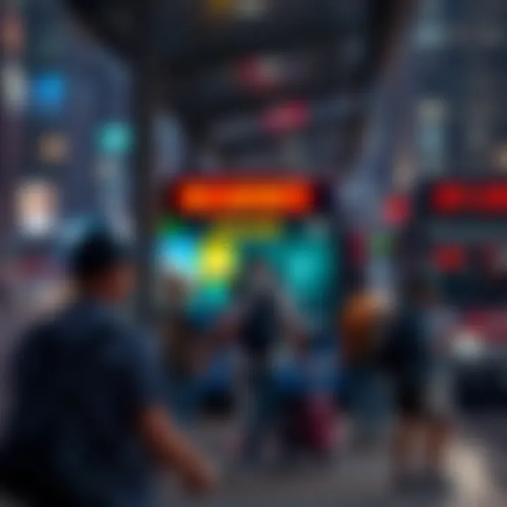 Commuters waiting for a bus in Dubai