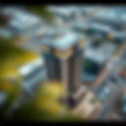 Aerial view of the Centurion Star Building highlighting its unique architectural design