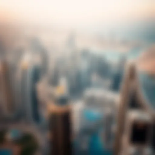 Aerial view of Dubai skyline showcasing iconic buildings
