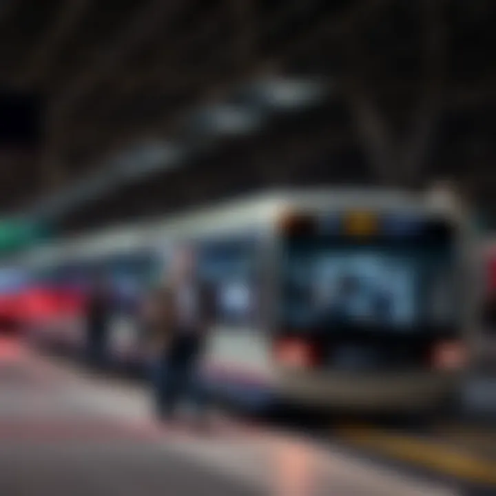 Public transportation network in Dubai with bustling activity