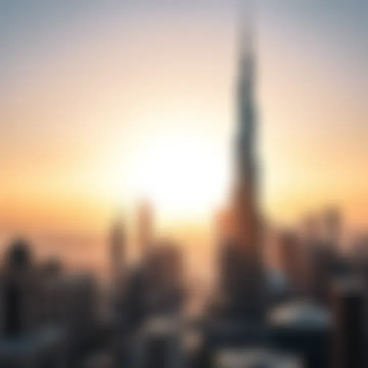 Aerial shot highlighting the Citadel Tower's location in Dubai's skyline.