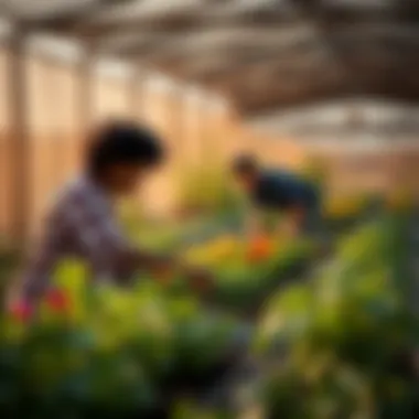 Community members engaging in gardening activities within Emaar Properties.