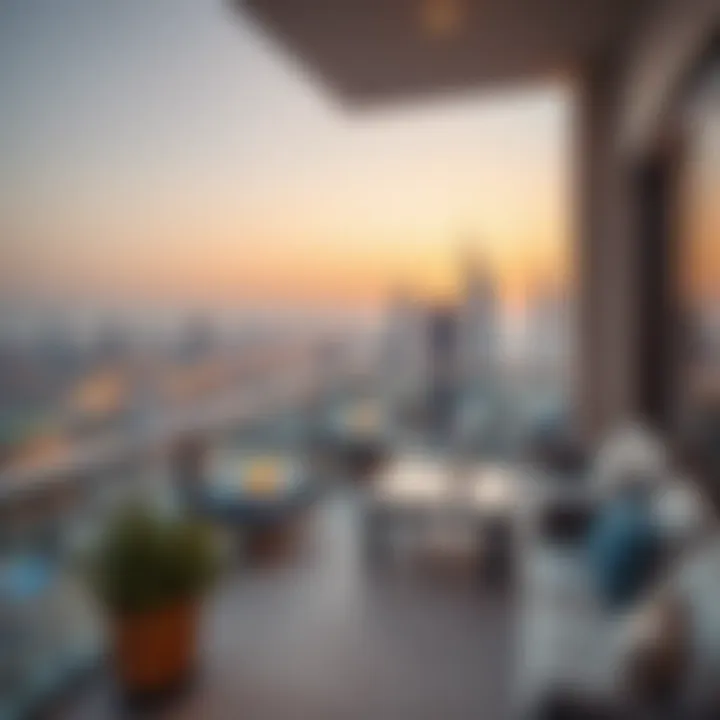 Stunning views from a balcony of a Sawani property overlooking the Dubai skyline