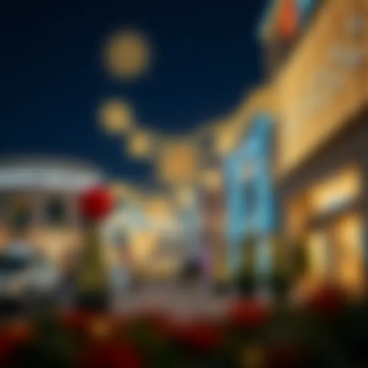 Festive decorations illuminating a popular shopping district in Abu Dhabi