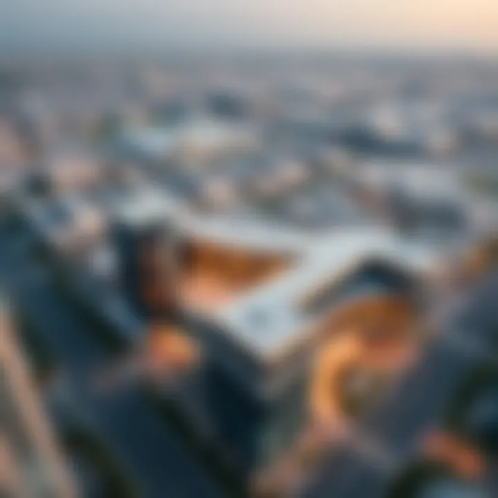 Strategic Location of Al Manara Centre Aerial view of Al Manara Centre highlighting its strategic location