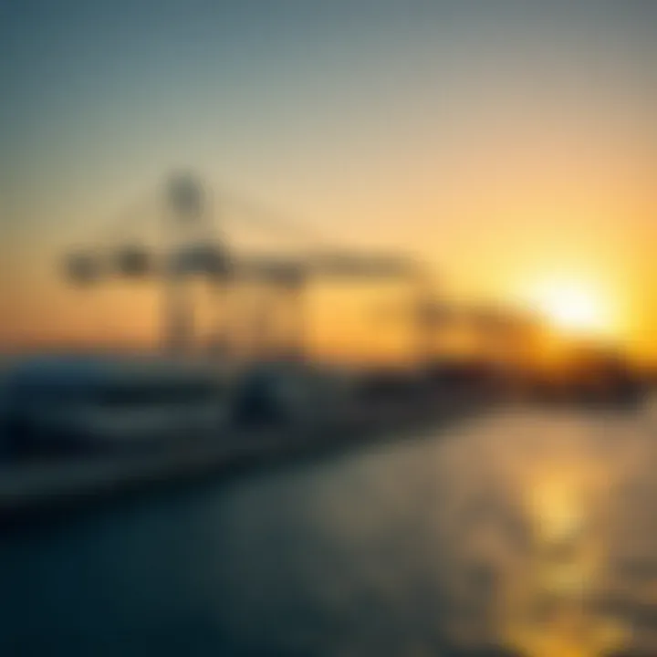 Sunset Over Al Wasl Port Stunning sunset view from Al Wasl Port highlighting the skyline