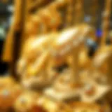 Gold jewelry showcased in a Dubai market
