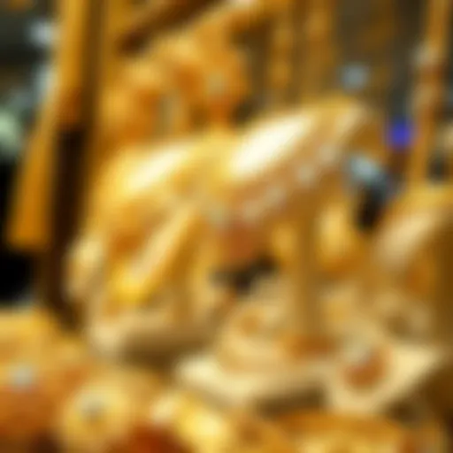 Gold jewelry showcased in a Dubai market