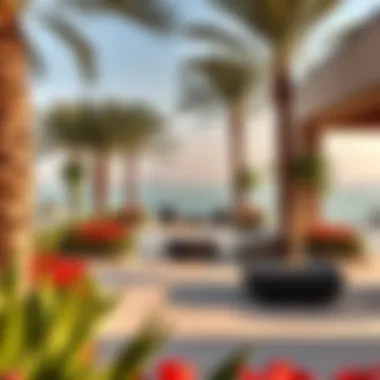 Beautifully landscaped outdoor area of Damac Bay Cavalli with stunning waterfront views