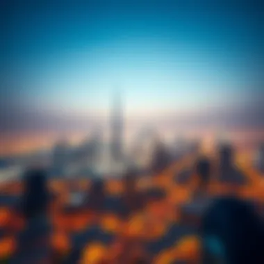 Aerial View of Dubai Skyline Aerial view showcasing the skyline of Dubai with a focus on its architectural marvels