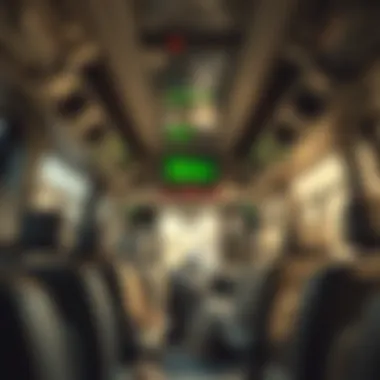 Interior of a Commuting Vehicle Interior of a modern transport vehicle used for commuting between Dubai and Abu Dhabi