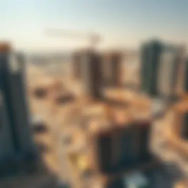 Dynamic Growth: The Evolution of Dubai's Real Estate Landscape Aerial view of a bustling construction site in Dubai, highlighting ongoing real estate developments