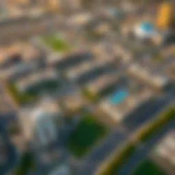 Aerial view of Dubai Investment Park showcasing its layout and green spaces