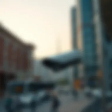 Urban Surveillance Technology An advanced surveillance system monitoring urban areas in Dubai.