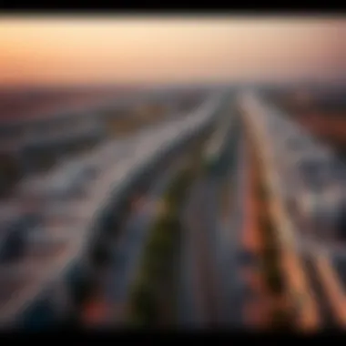 An aerial view of a thriving community linked by Eithad Rail