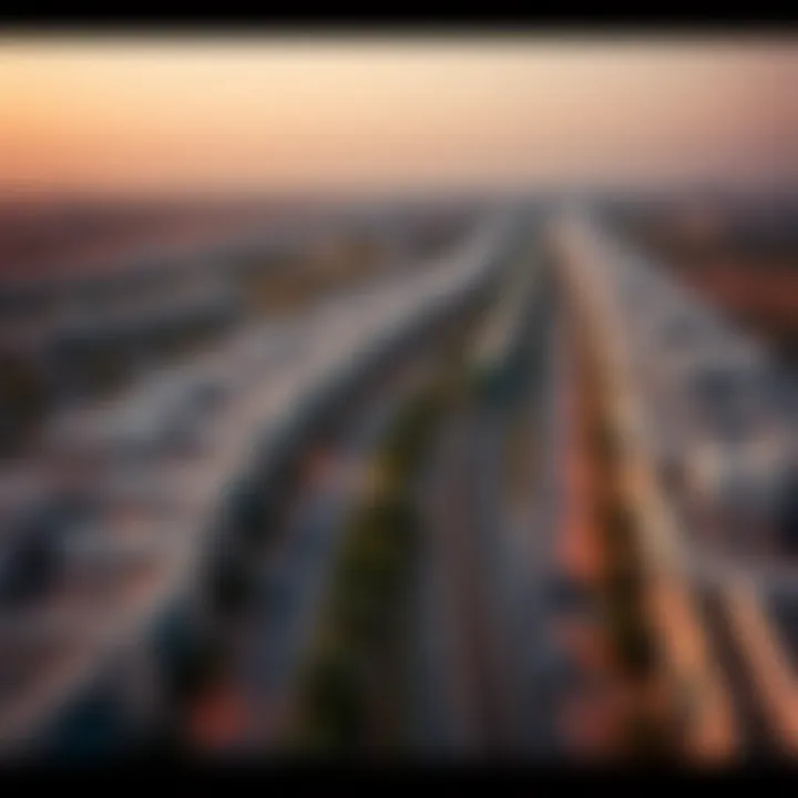 An aerial view of a thriving community linked by Eithad Rail