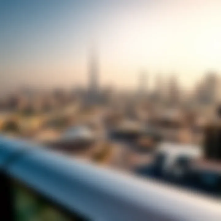 Overview of Dubai's skyline with auction banner