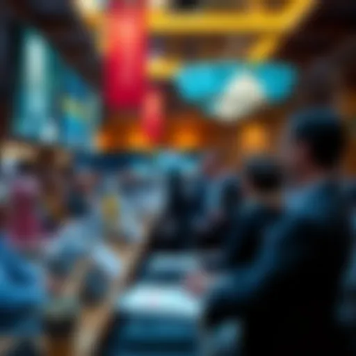 Dynamic auction environment showcasing vibrant bidding