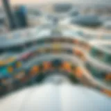Aerial view of Barsha Mall showcasing its unique architecture