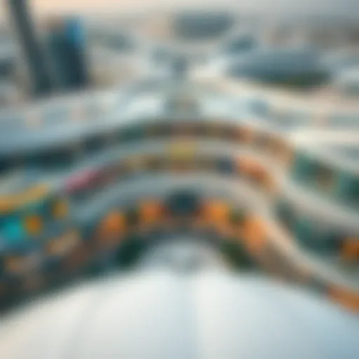 Aerial view of Barsha Mall showcasing its unique architecture